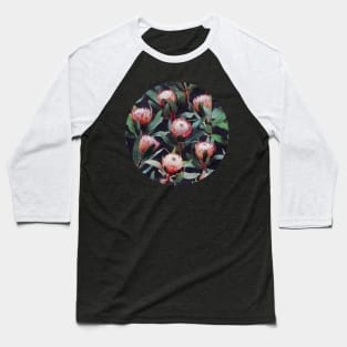 Evening Proteas - Pink on Charcoal Baseball T-Shirt